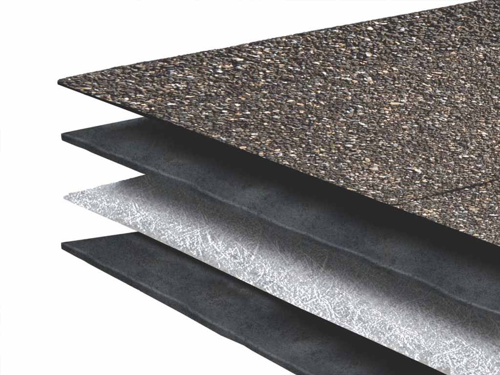 Capas y componentes de una teja asfáltica IKO de alto desempeño