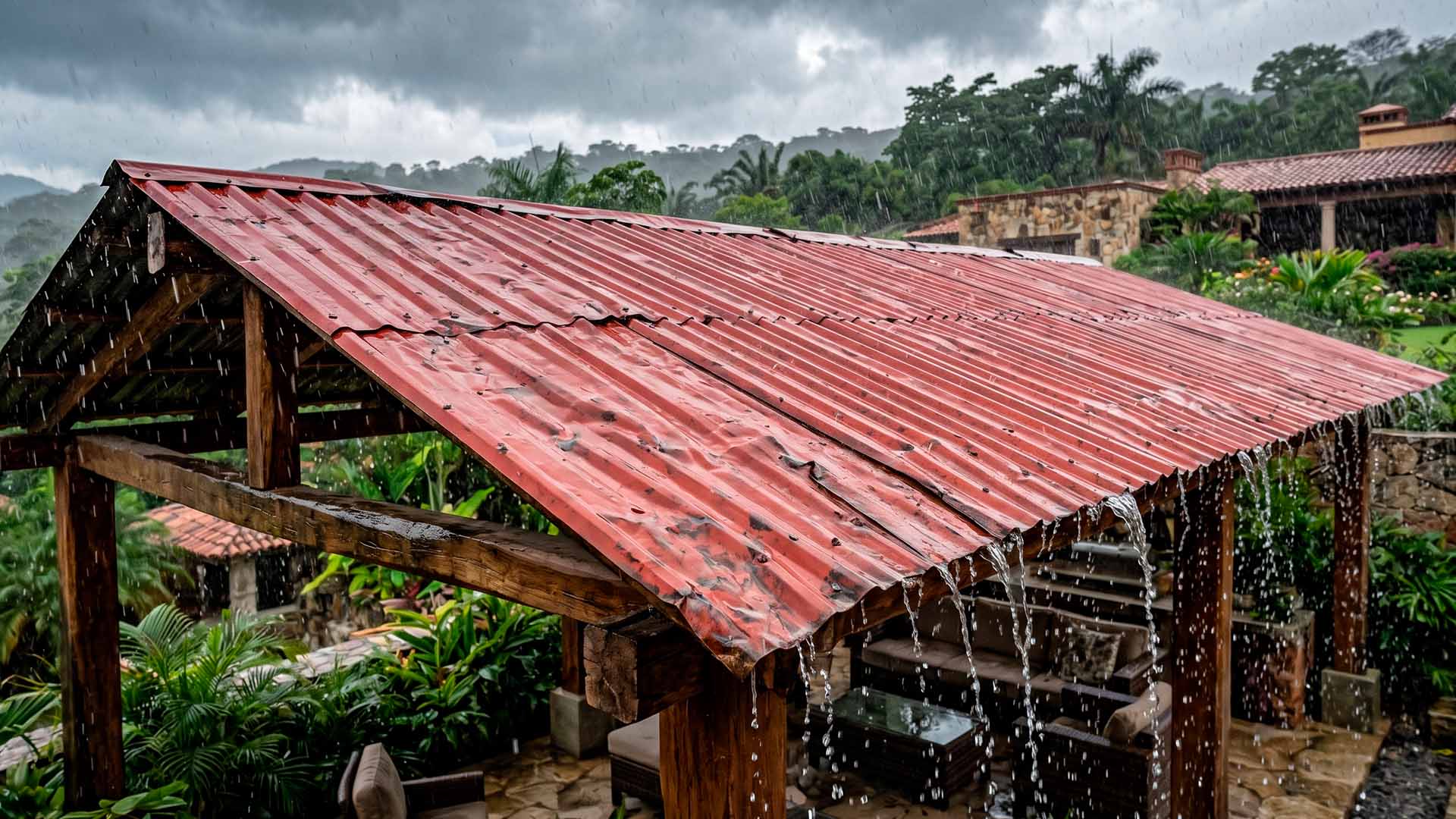 Las tejas metálicas pueden abollarse u oxidarse con lluvias constantes