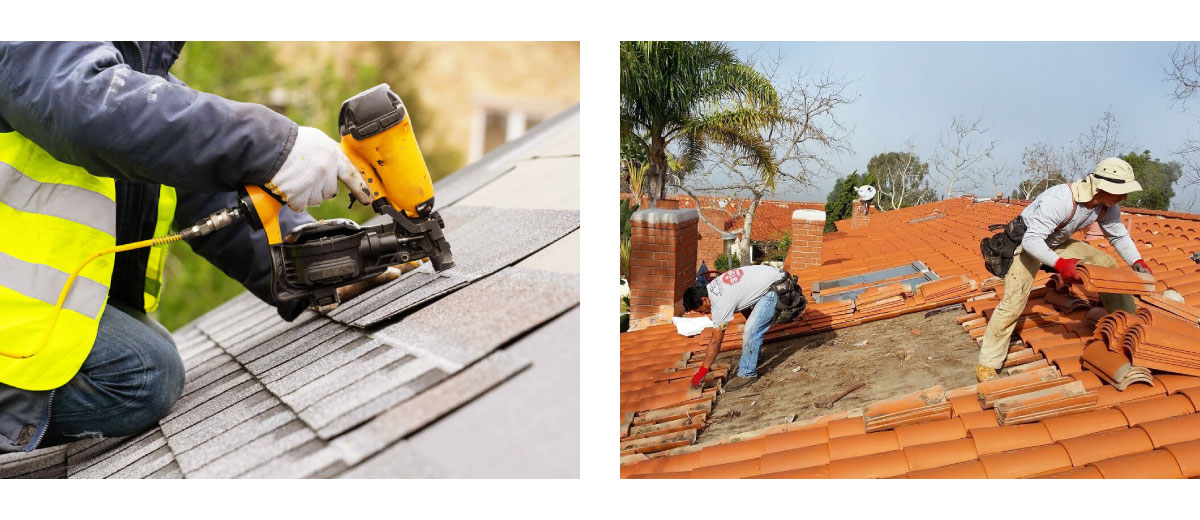Instalación de la teja asfáltica y teja de barro o arcilla